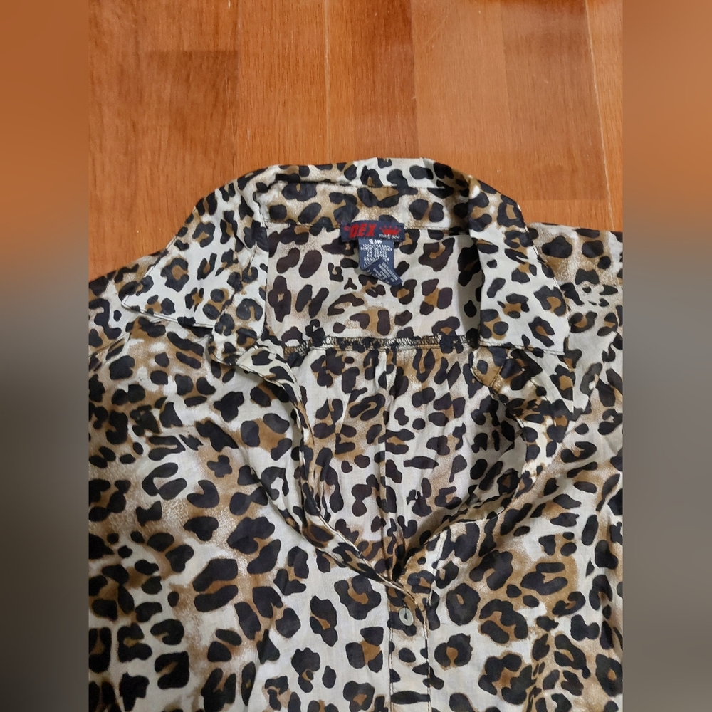 New Dex Women's Leopard Blouse Size S/P - Picture 5 of 9